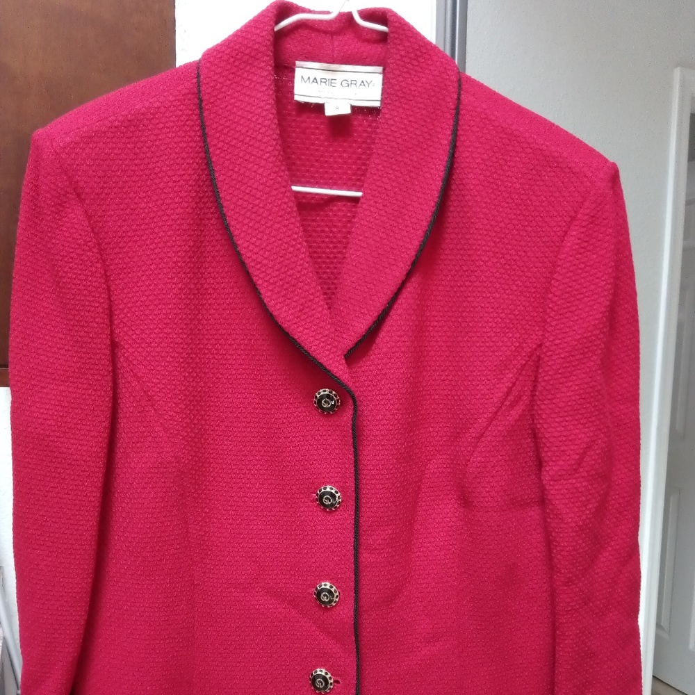 St.John. Marie Gray Red Suits sets.
